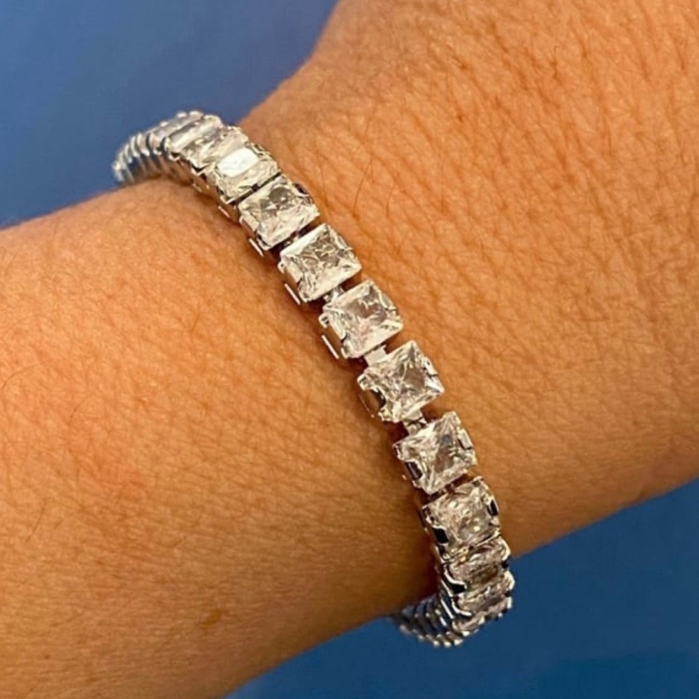 Square cut tennis bracelet, 6” long - Picture 7 of 7